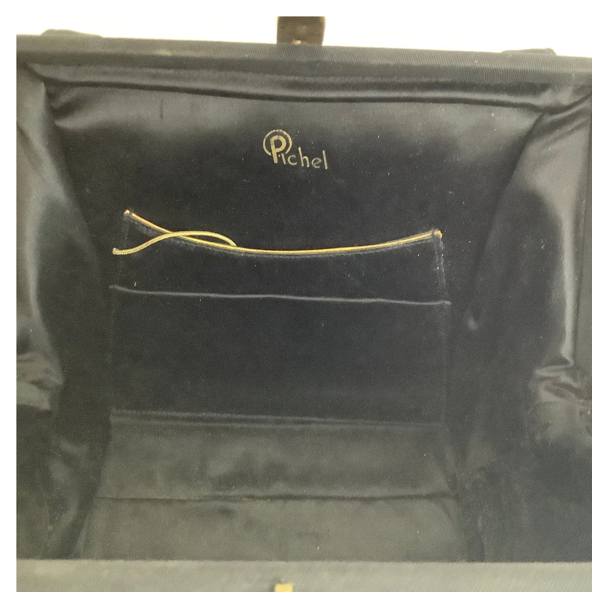 VTG Embroidered Pichel Bag Black / Textile / Vintage 1950s