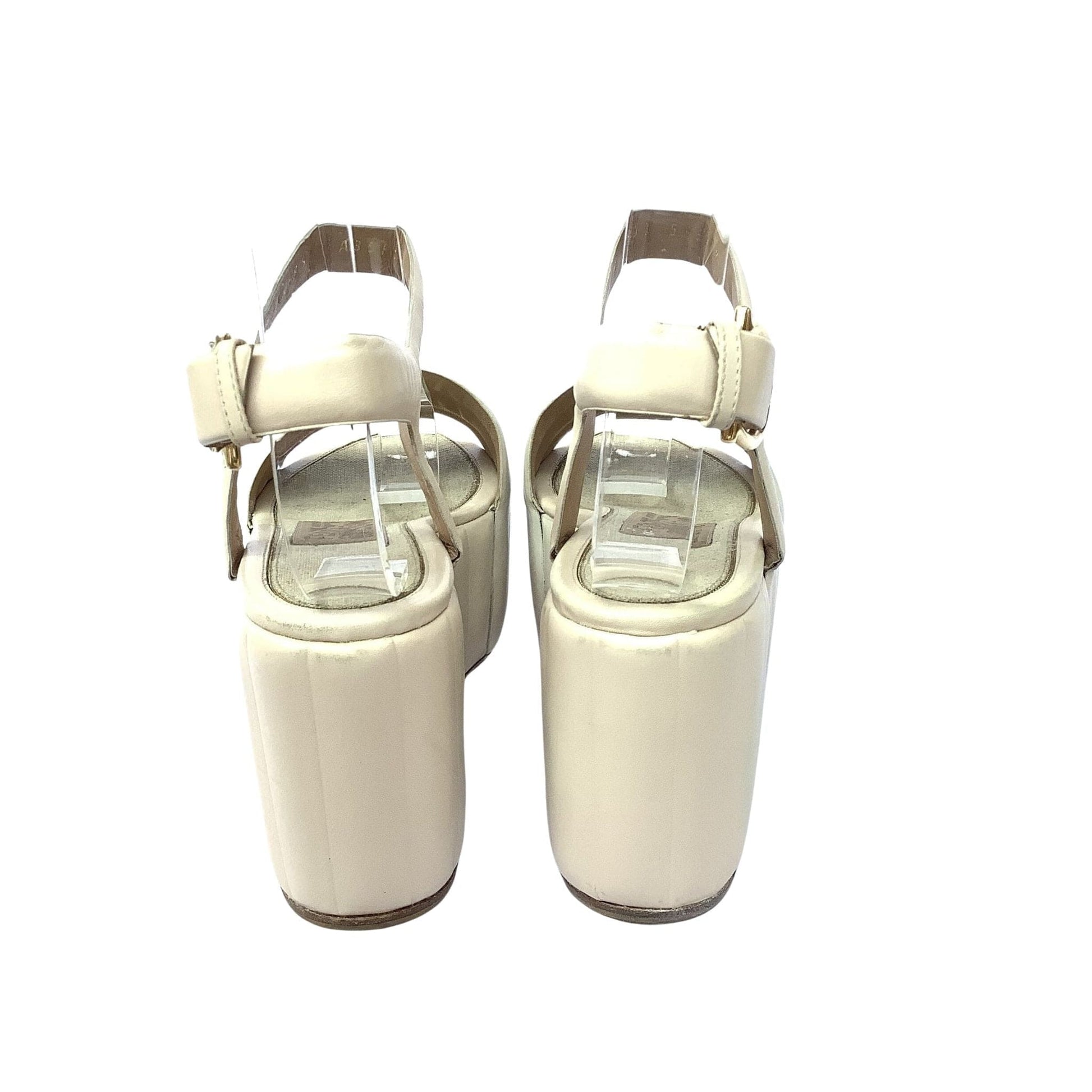 VTG Ferragamo Quilted Sandals 6 / Beige / Vintage 1990s