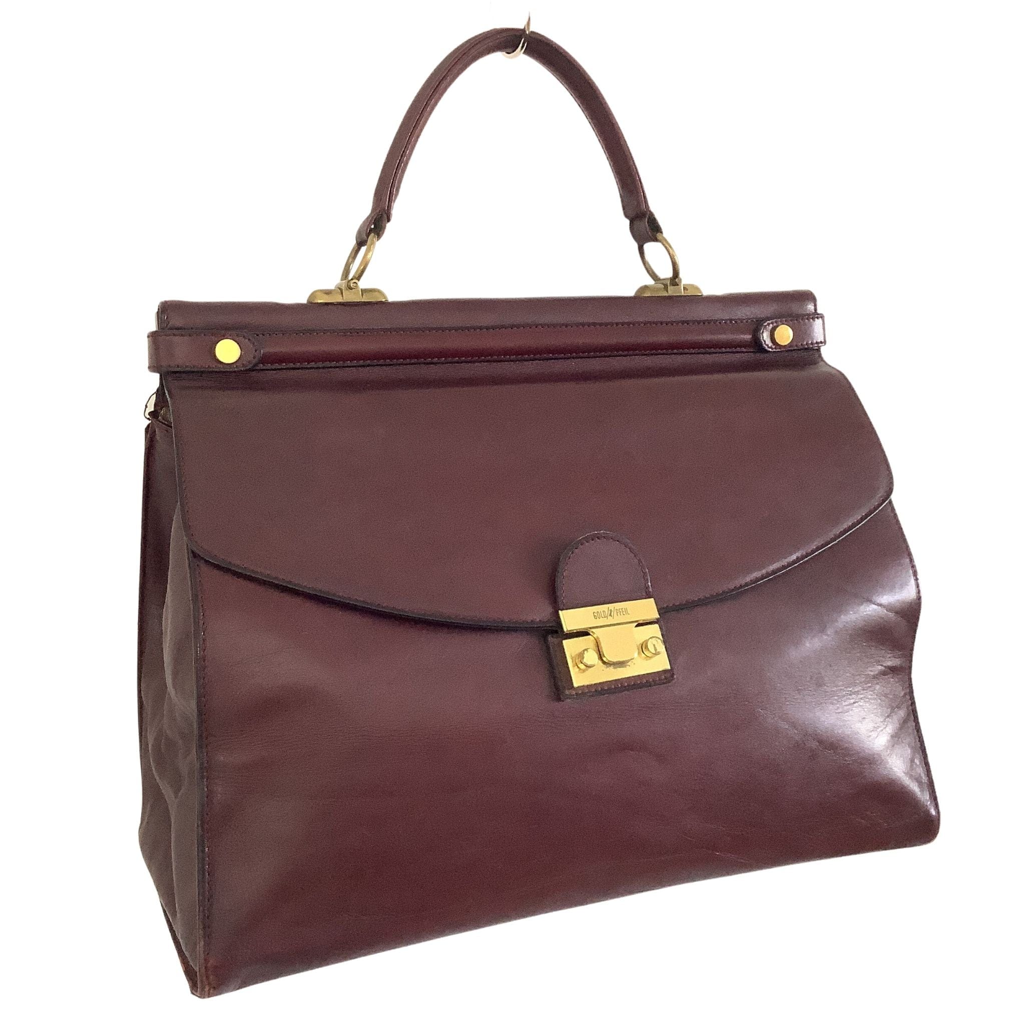 Vintage handbag Goldpfeil Leather offers Natural