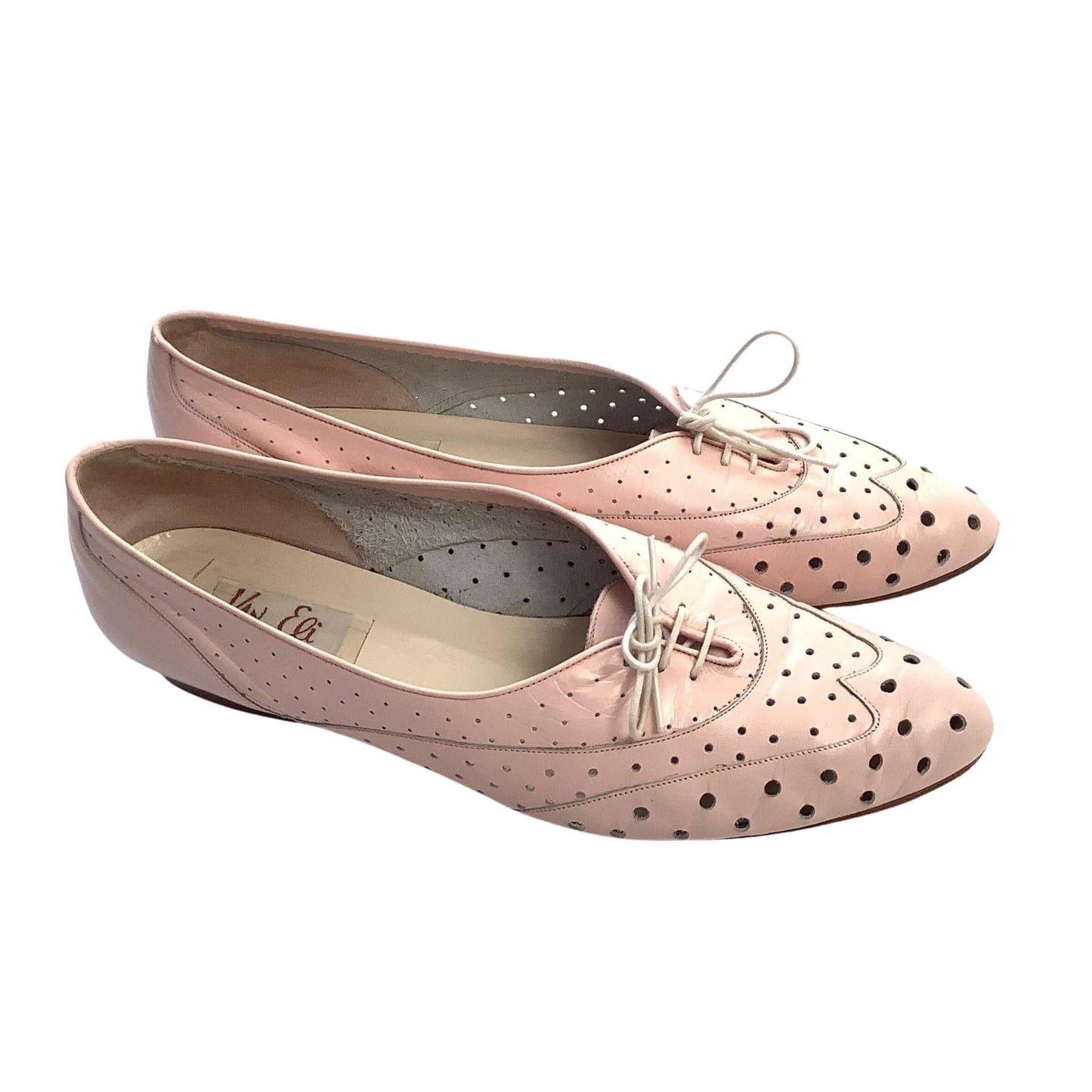 Vtg Perforated Leather Oxfords 8.5 / Pink / Vintage 1960s