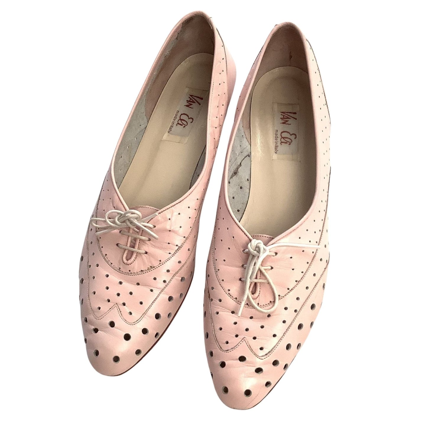 Vtg Perforated Leather Oxfords 8.5 / Pink / Vintage 1960s