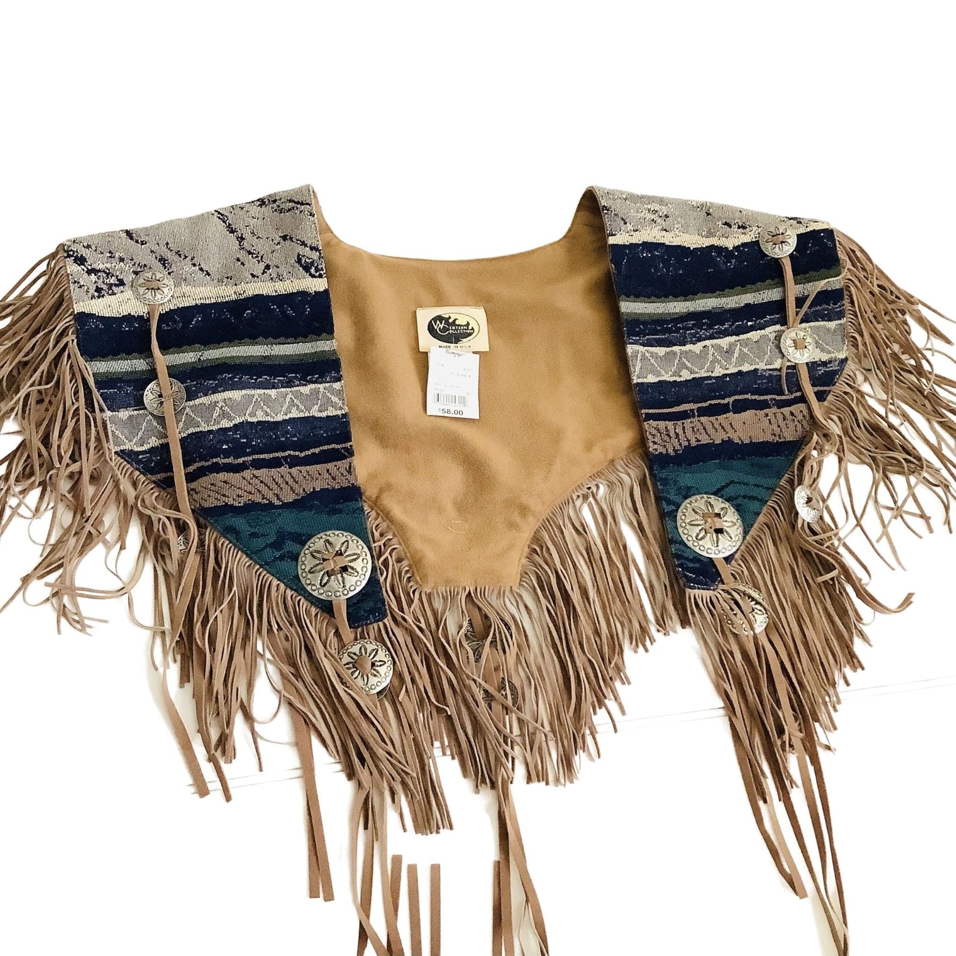 Western Fringed Cape One Size / Multi / Vintage 1990s