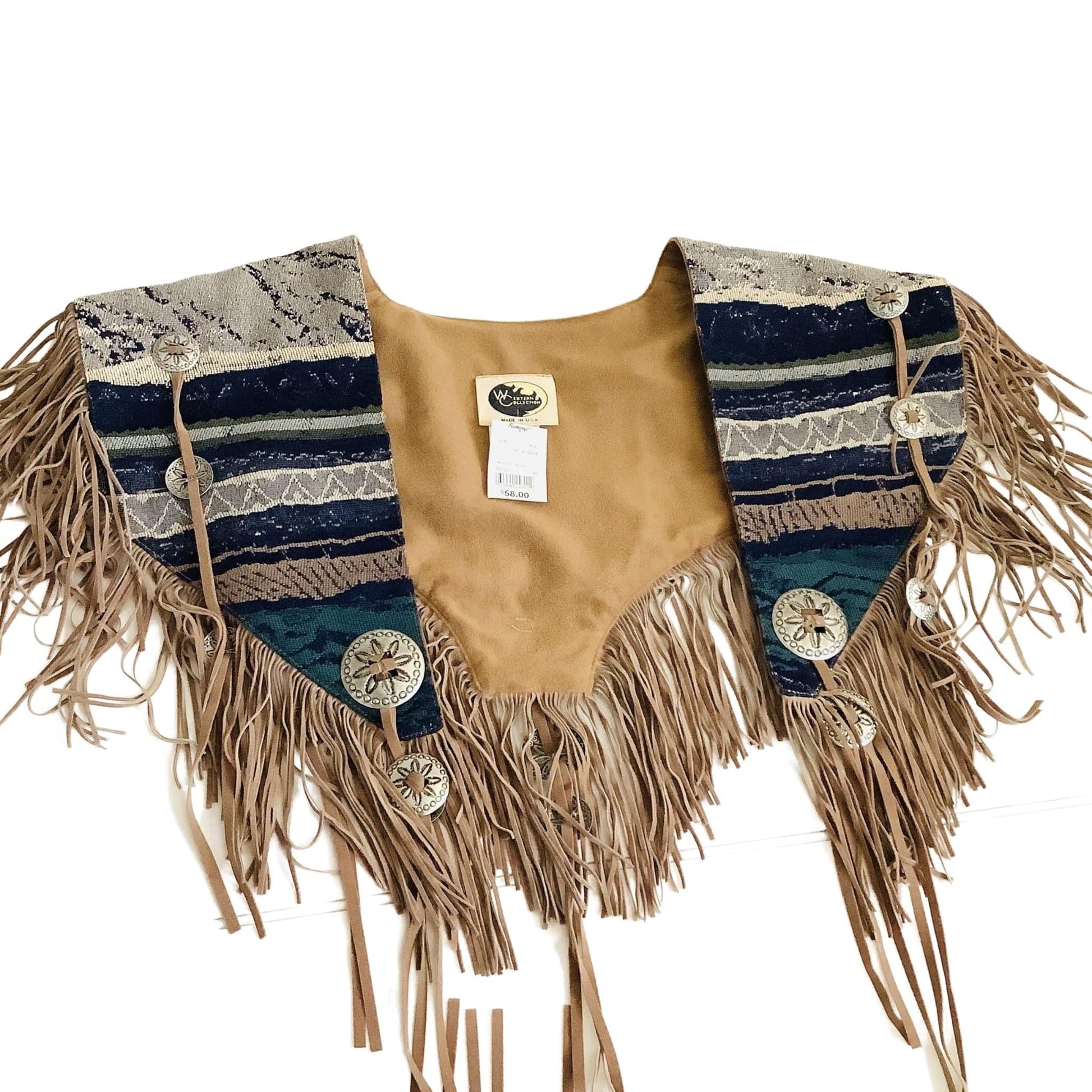 Western Fringed Cape One Size / Multi / Vintage 1990s