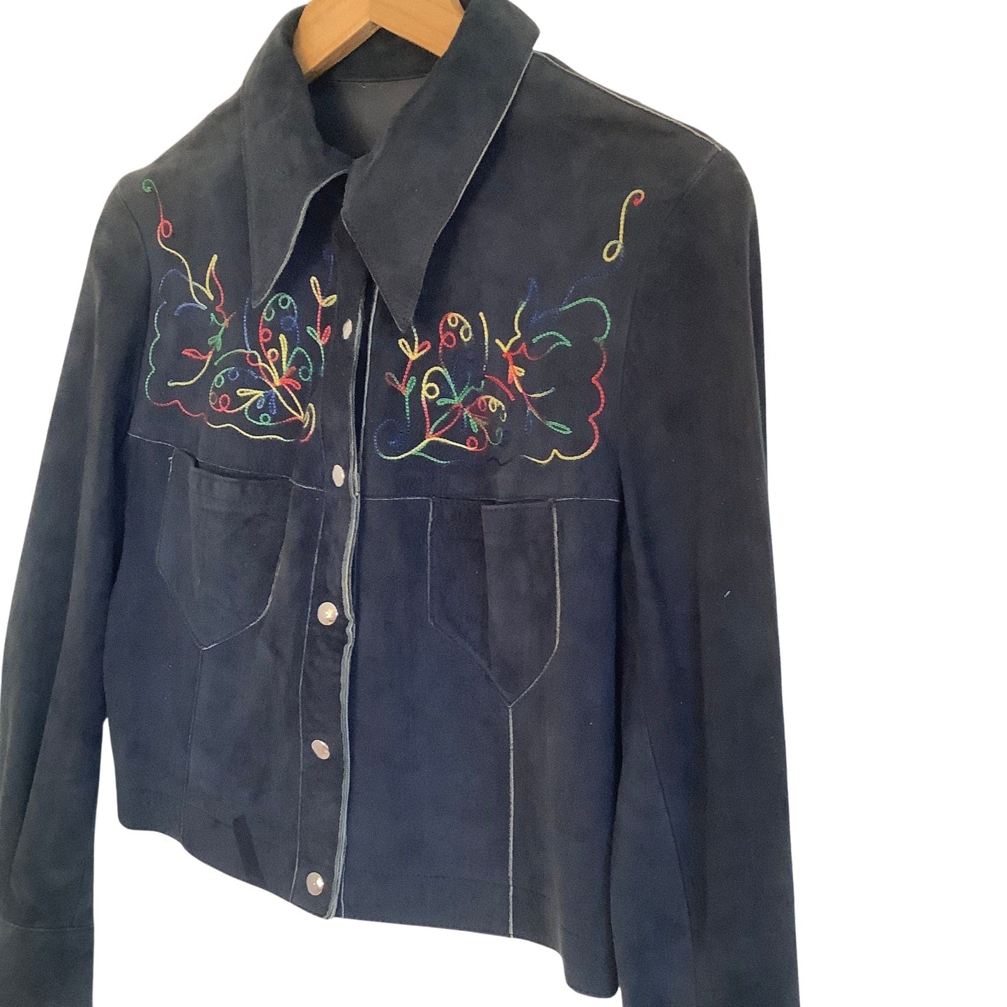 Western Suede Jacket Small / Blue / Vintage 1990s
