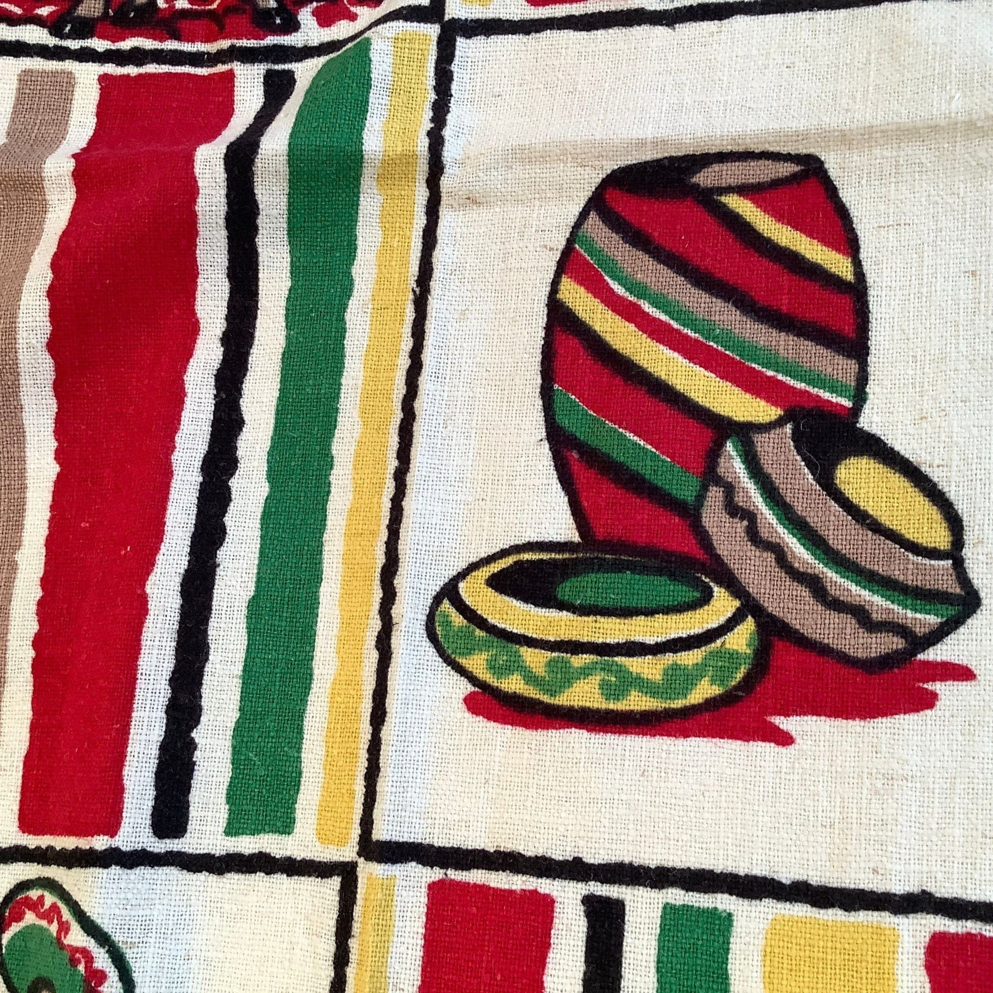 Western Table Runner Multi / Cotton / Vintage 1950s