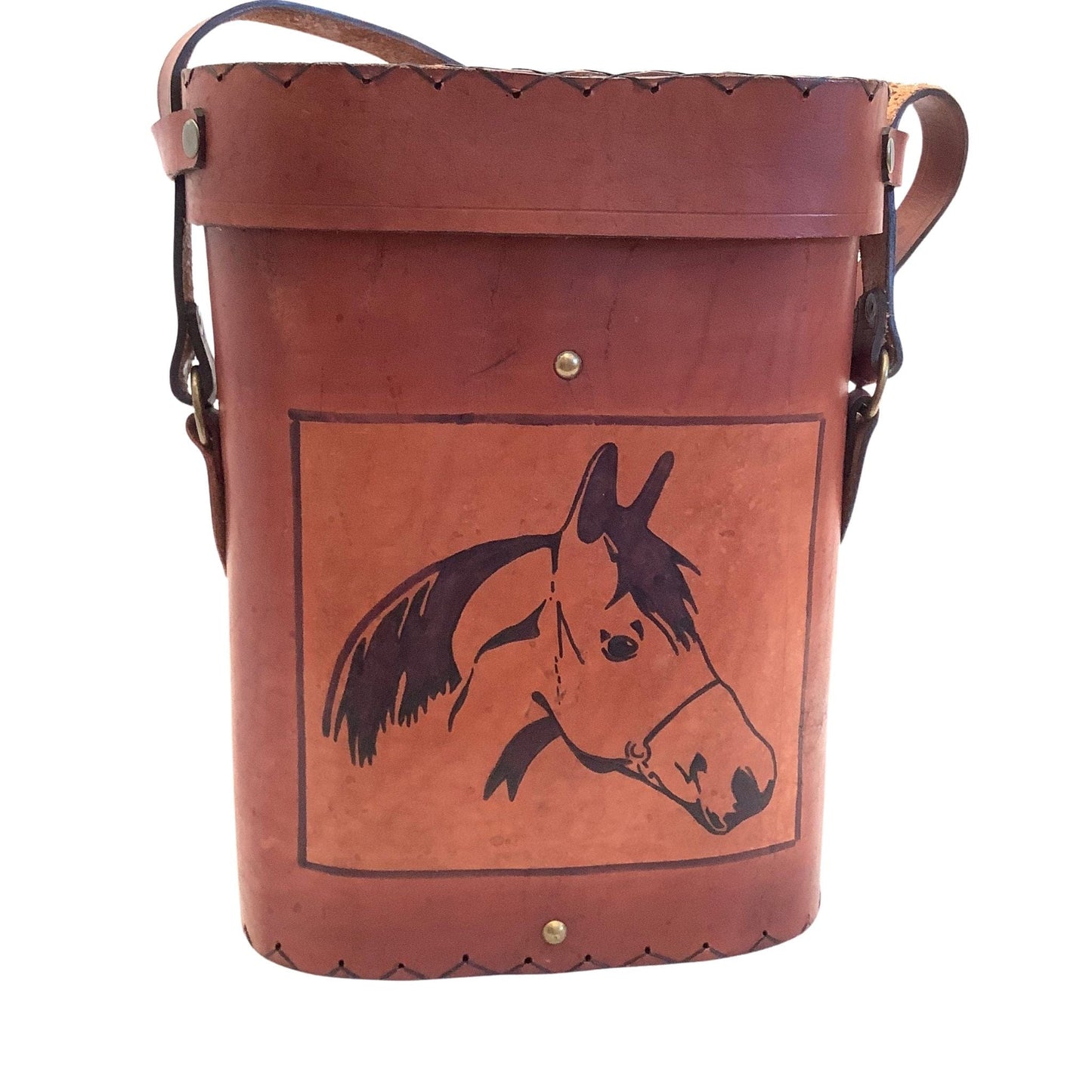 Western Wine Carrier Brown / Leather / Vintage 1990s