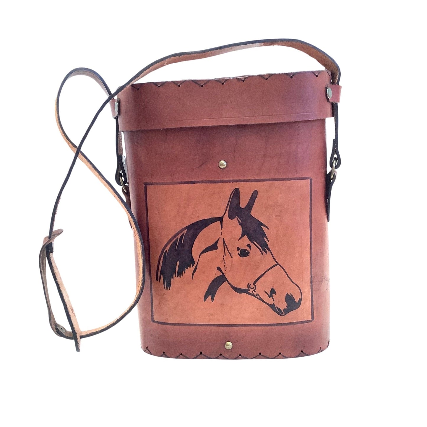 Western Wine Carrier Brown / Leather / Vintage 1990s