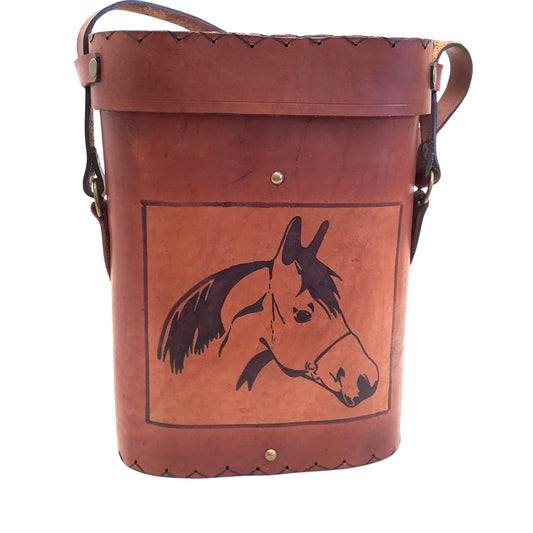 Western Wine Carrier Brown / Leather / Vintage 1990s