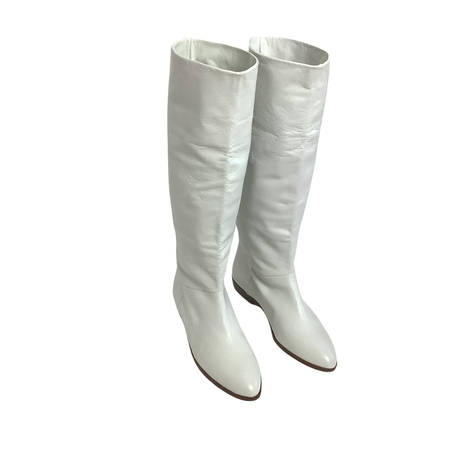 White Leather Boots 1990s 8 / White / Slouch