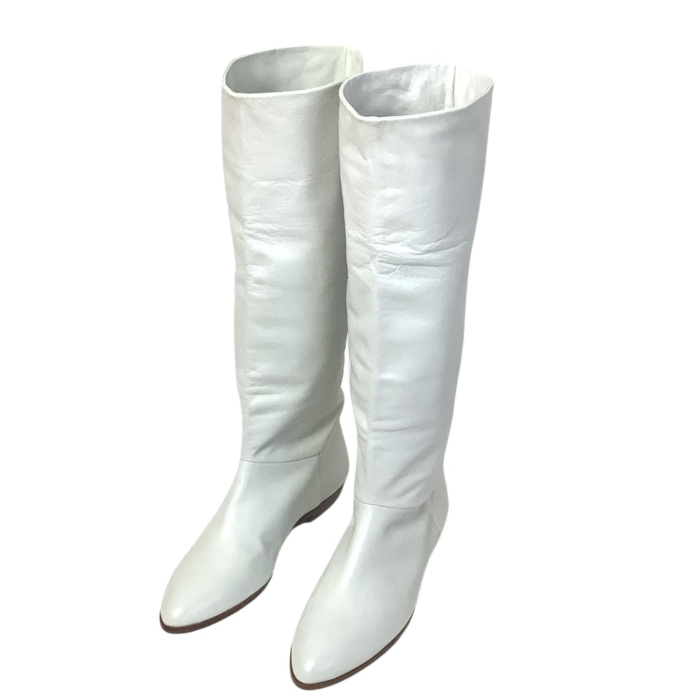 White Leather Boots 1990s 8 / White / Slouch