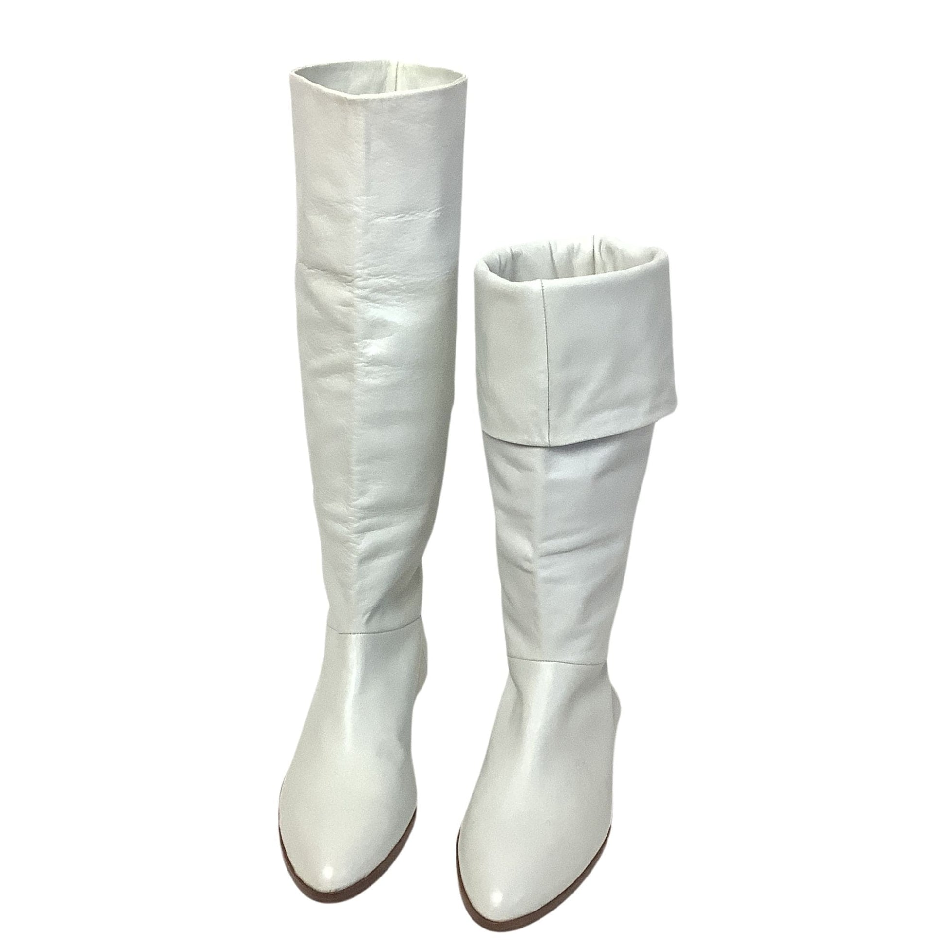 White Leather Boots 1990s 8 / White / Slouch