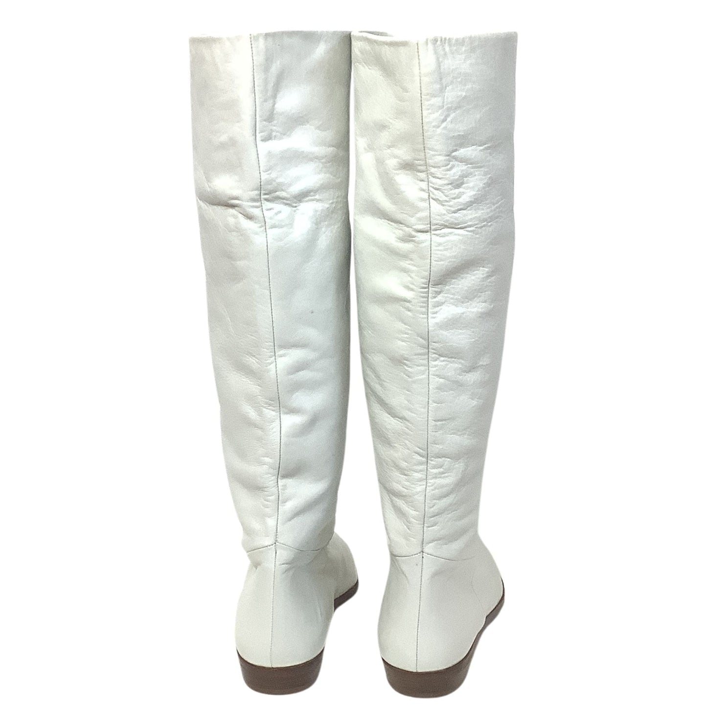 White Leather Boots 1990s 8 / White / Slouch