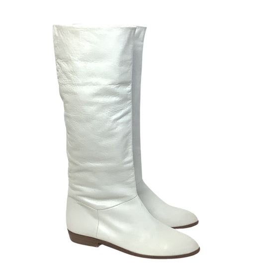 White Leather Boots 1990s 8 / White / Slouch