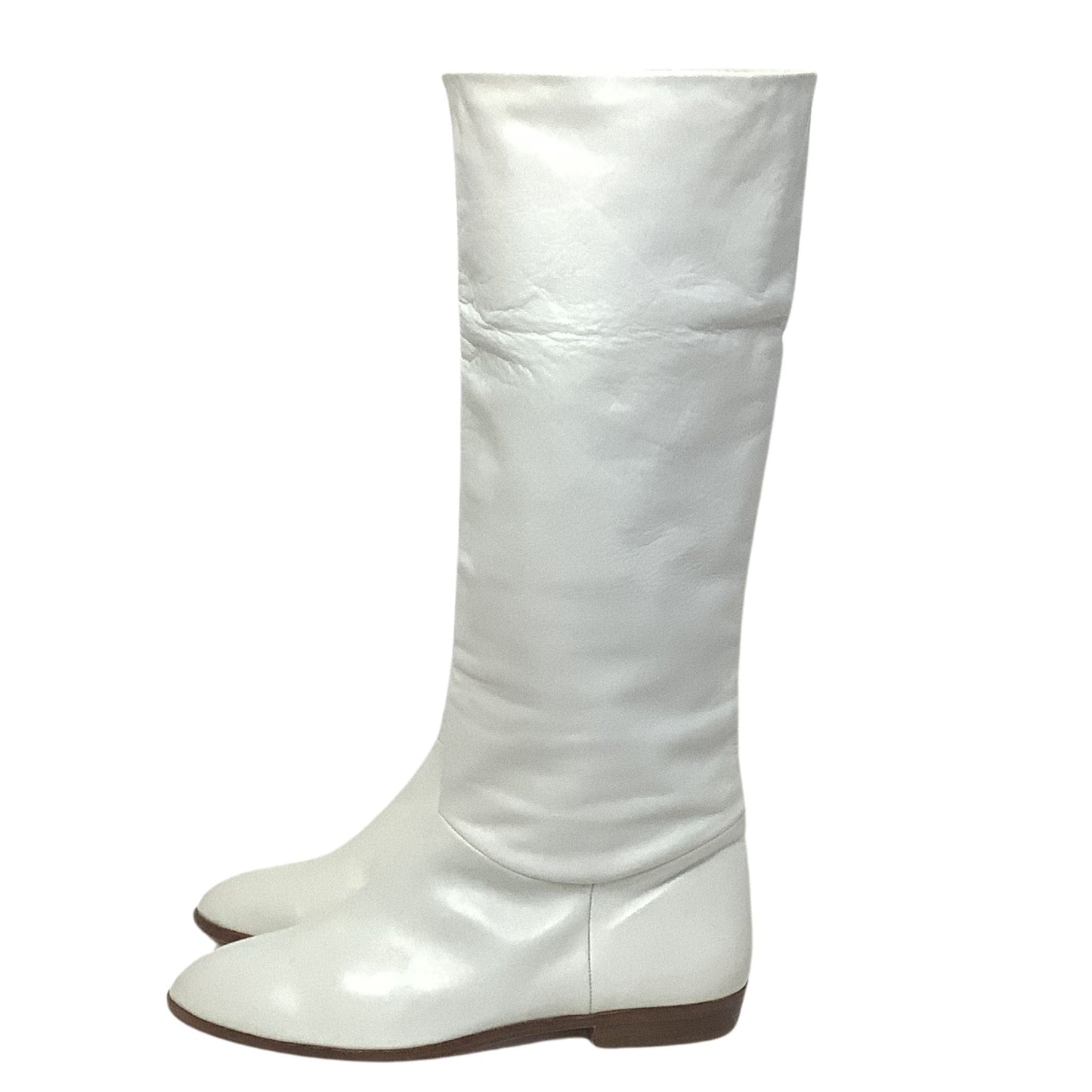 White Leather Boots 1990s 8 / White / Slouch