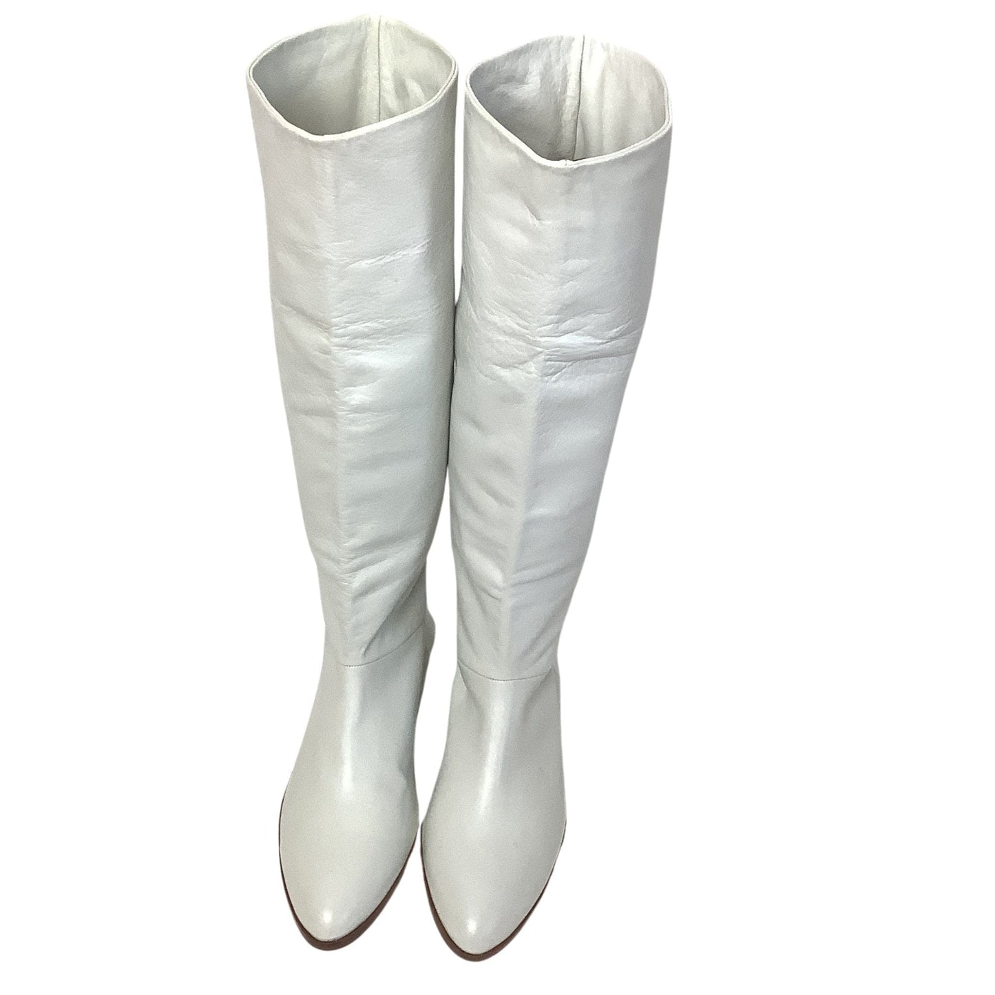 White Leather Boots 1990s 8 / White / Slouch