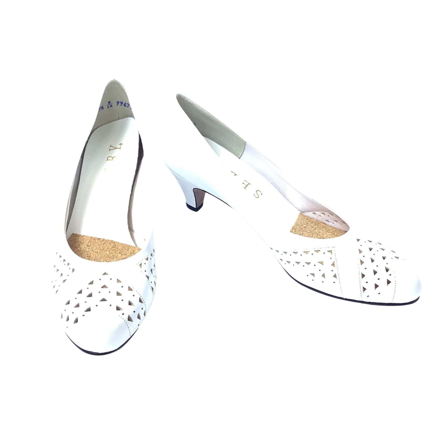 White Leather Heels 9 / White / Vintage 1980s