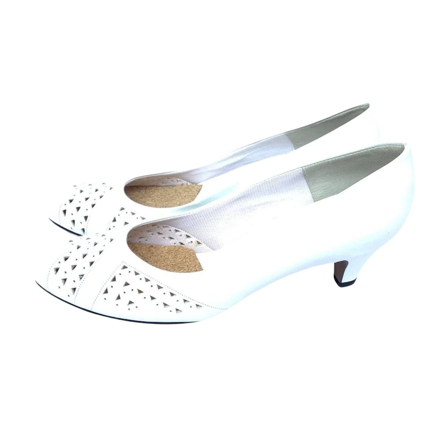 White Leather Heels 9 / White / Vintage 1980s