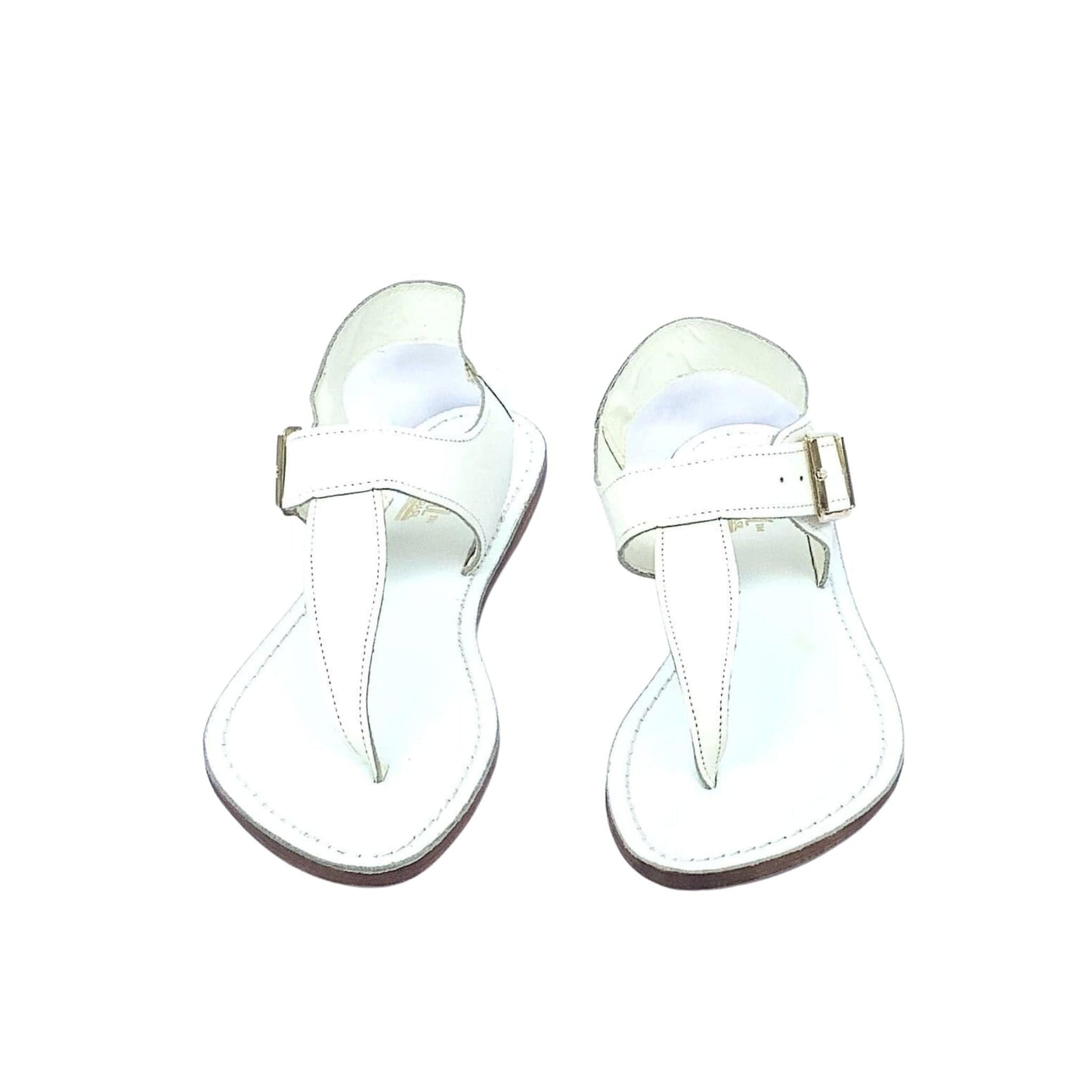 White Leather Thong Sandals 7 / White / Vintage 1980s