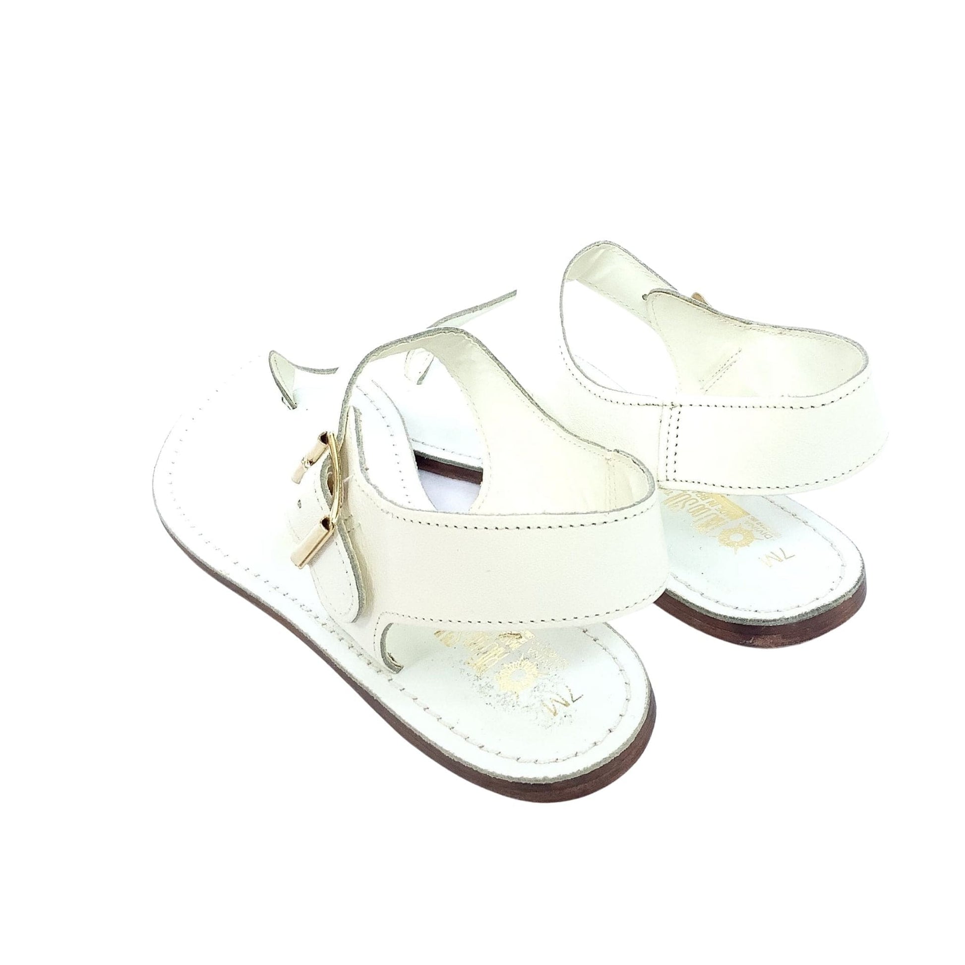 White Leather Thong Sandals 7 / White / Vintage 1980s