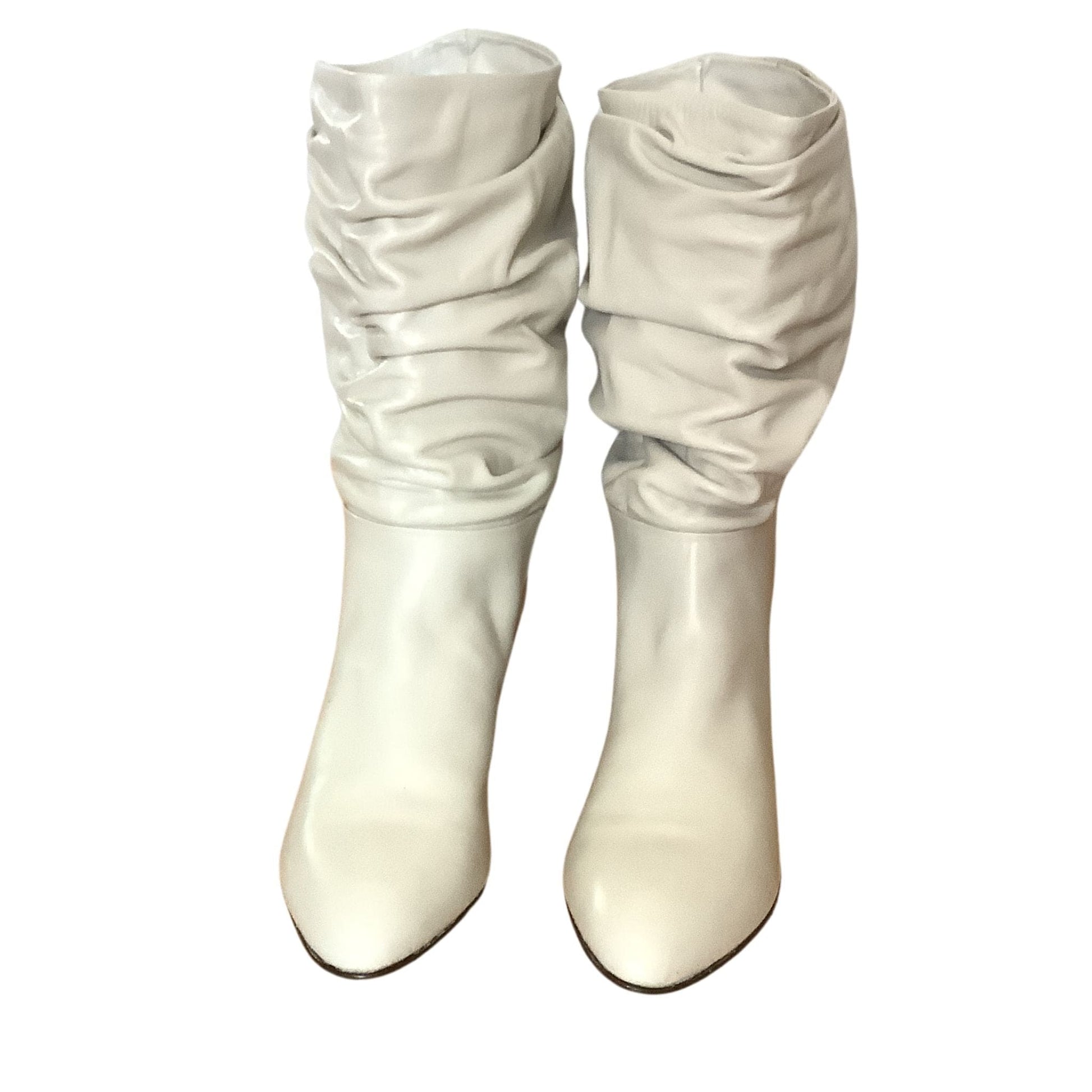 White Scrunch Boots 11 / White / Slouch