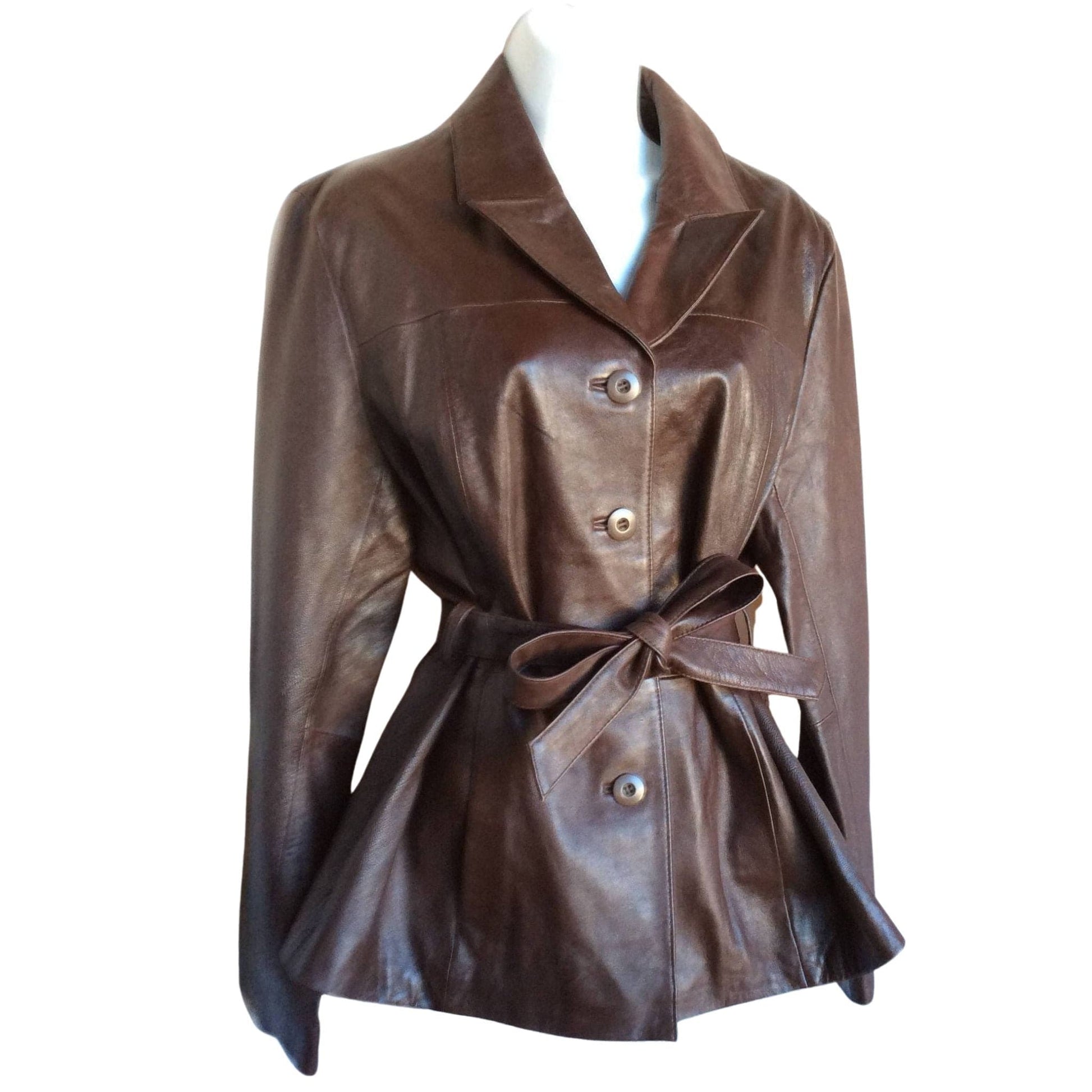 Y2K Belted Leather Jacket Medium / Brown / Y2K - Now