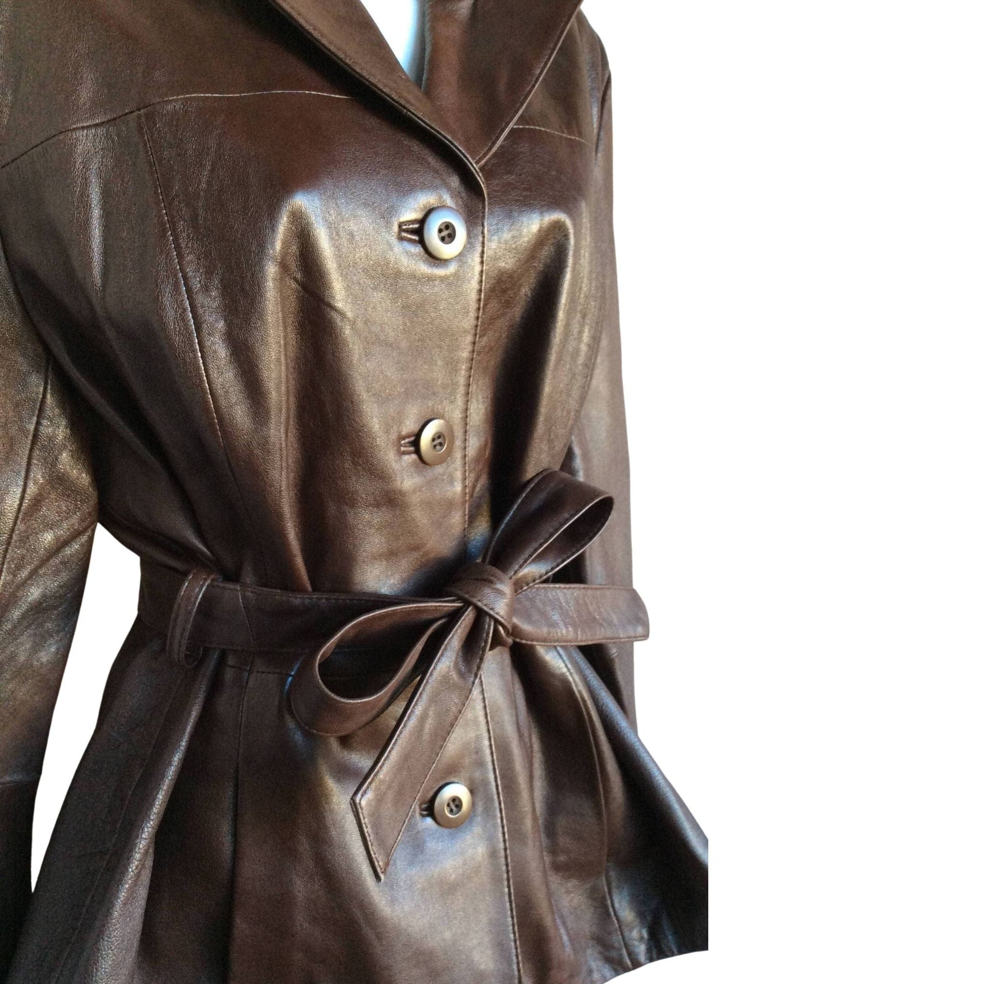 Y2K Belted Leather Jacket Medium / Brown / Y2K - Now