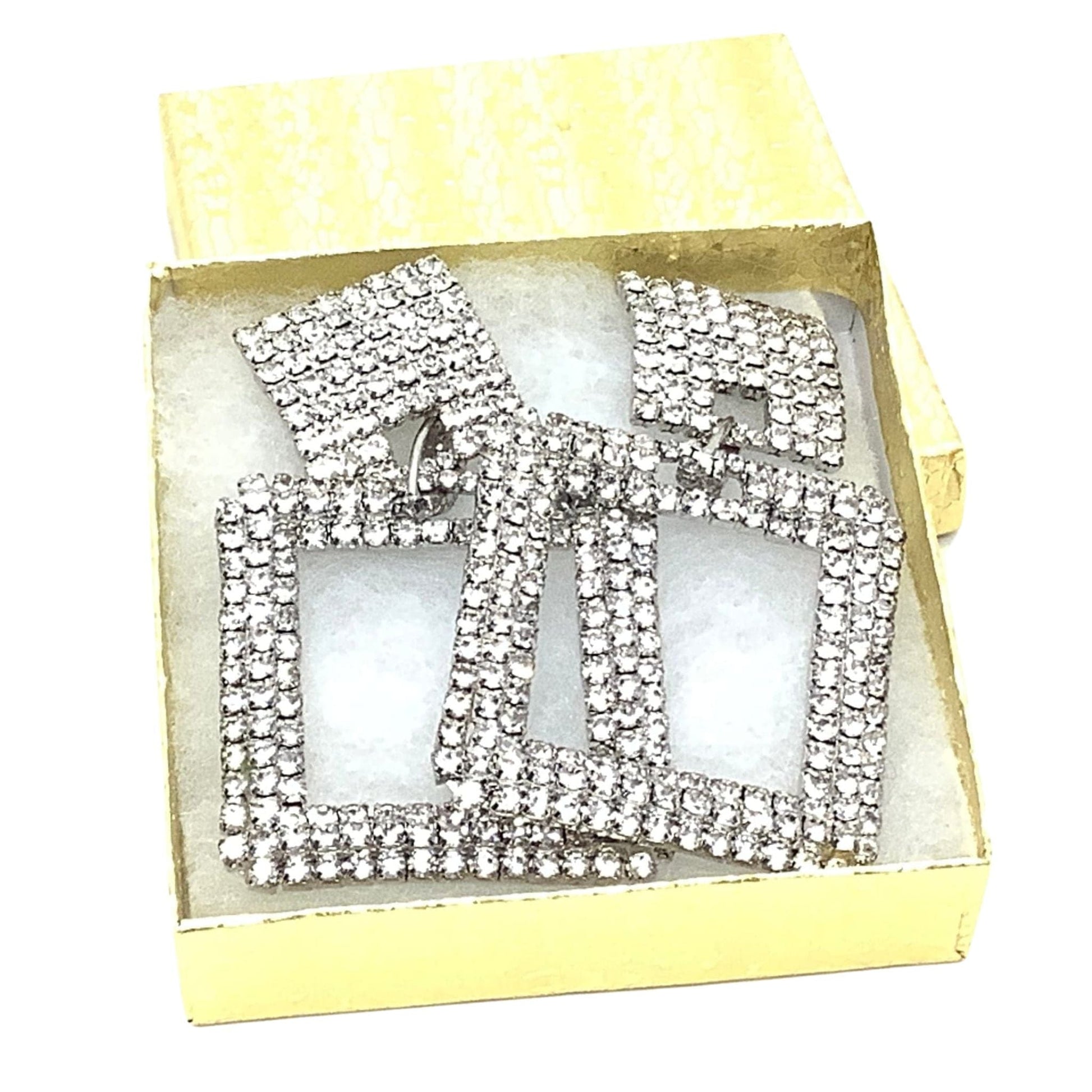 Y2K Large Rhinestone Earrings Silver / Metal / Y2K - Now