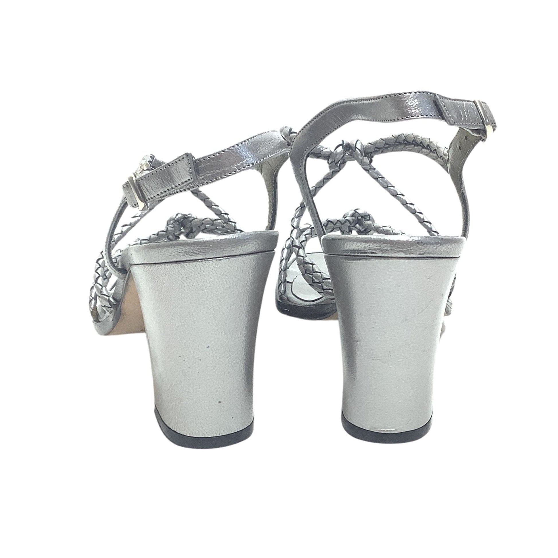 YSL Strappy Heels 7.5 / Silver / Y2K - Now