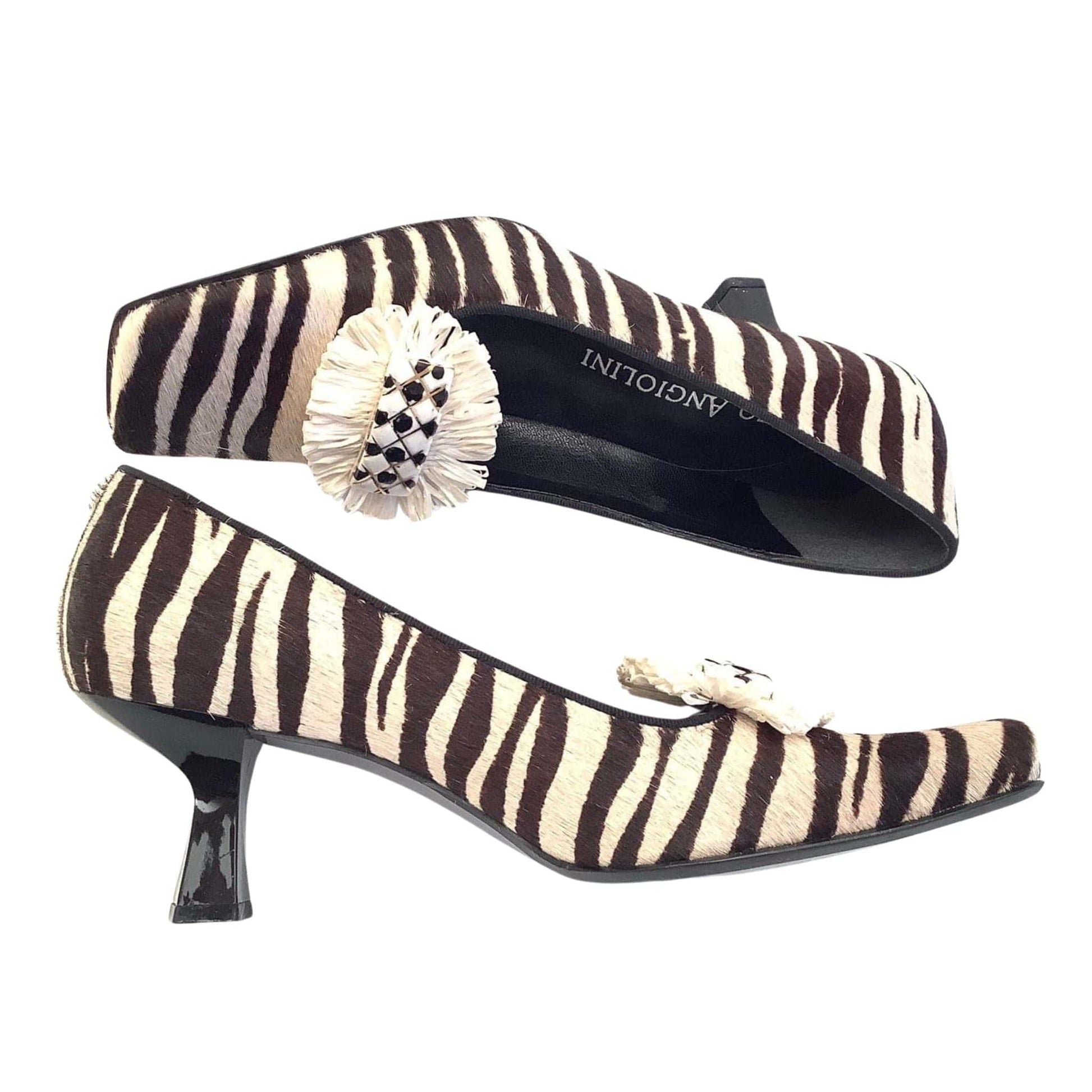 Zebra print kitten heel shoes sale