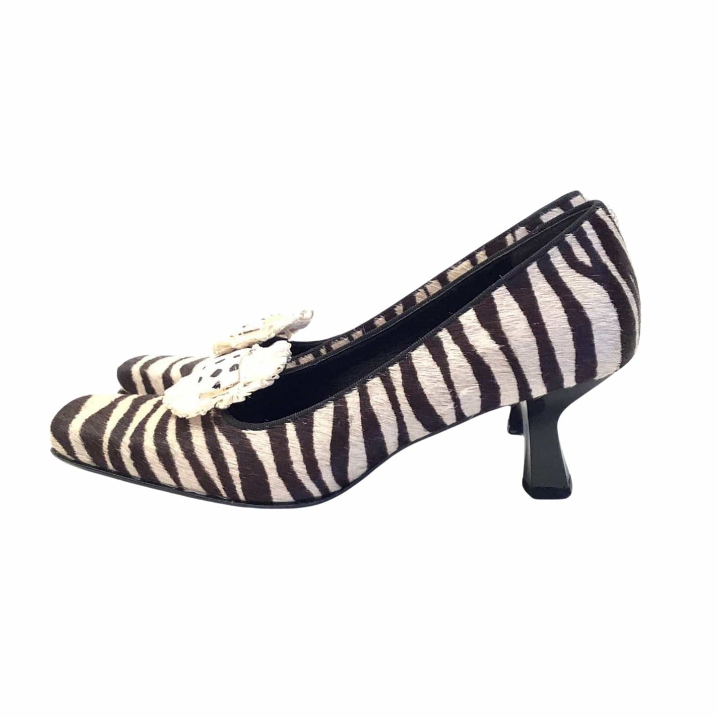 Zebra Kitten Heel Shoes 7 / Multi / Vintage 1980s