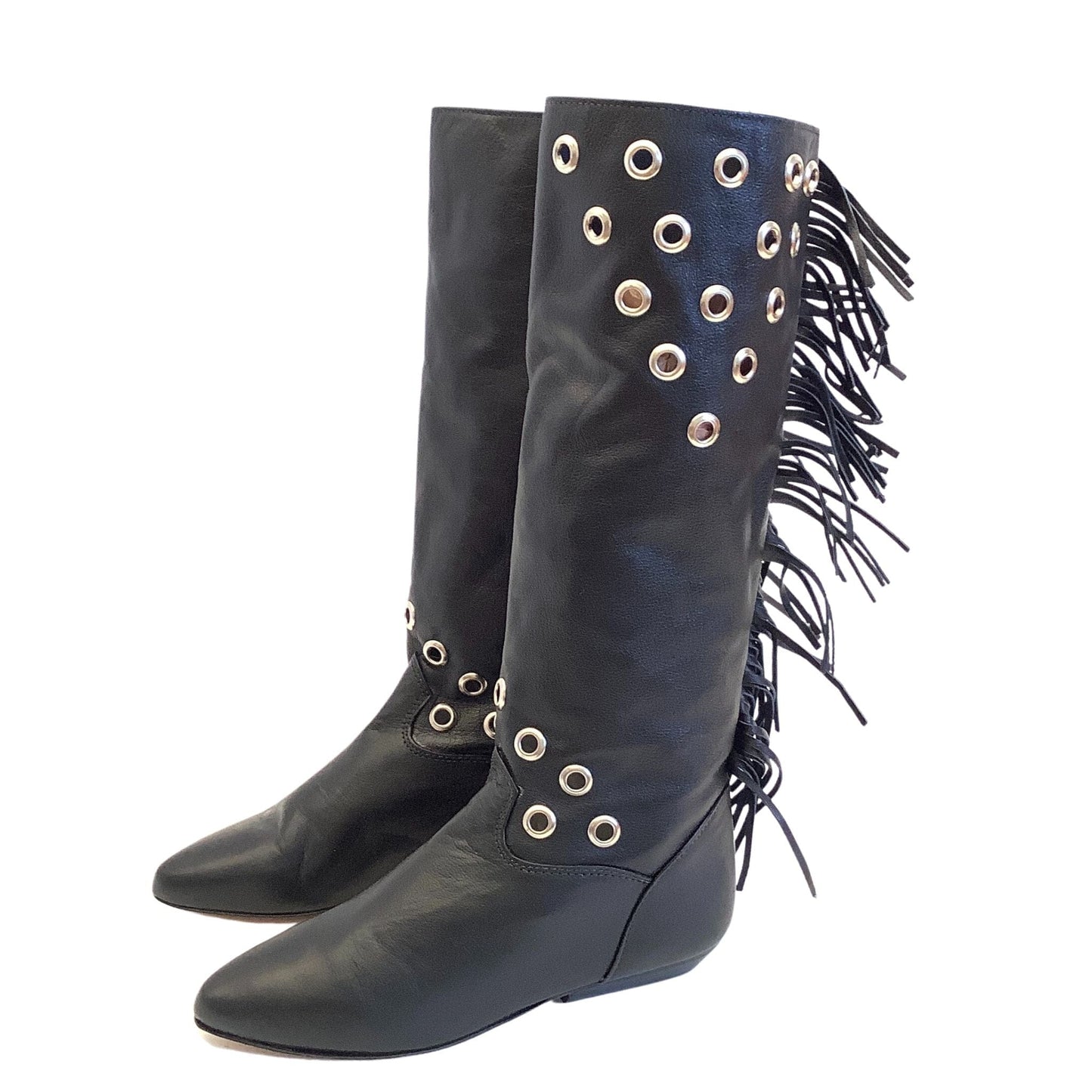 Zodiac Fringed Boots 6.5 / Black / Vintage 1990s