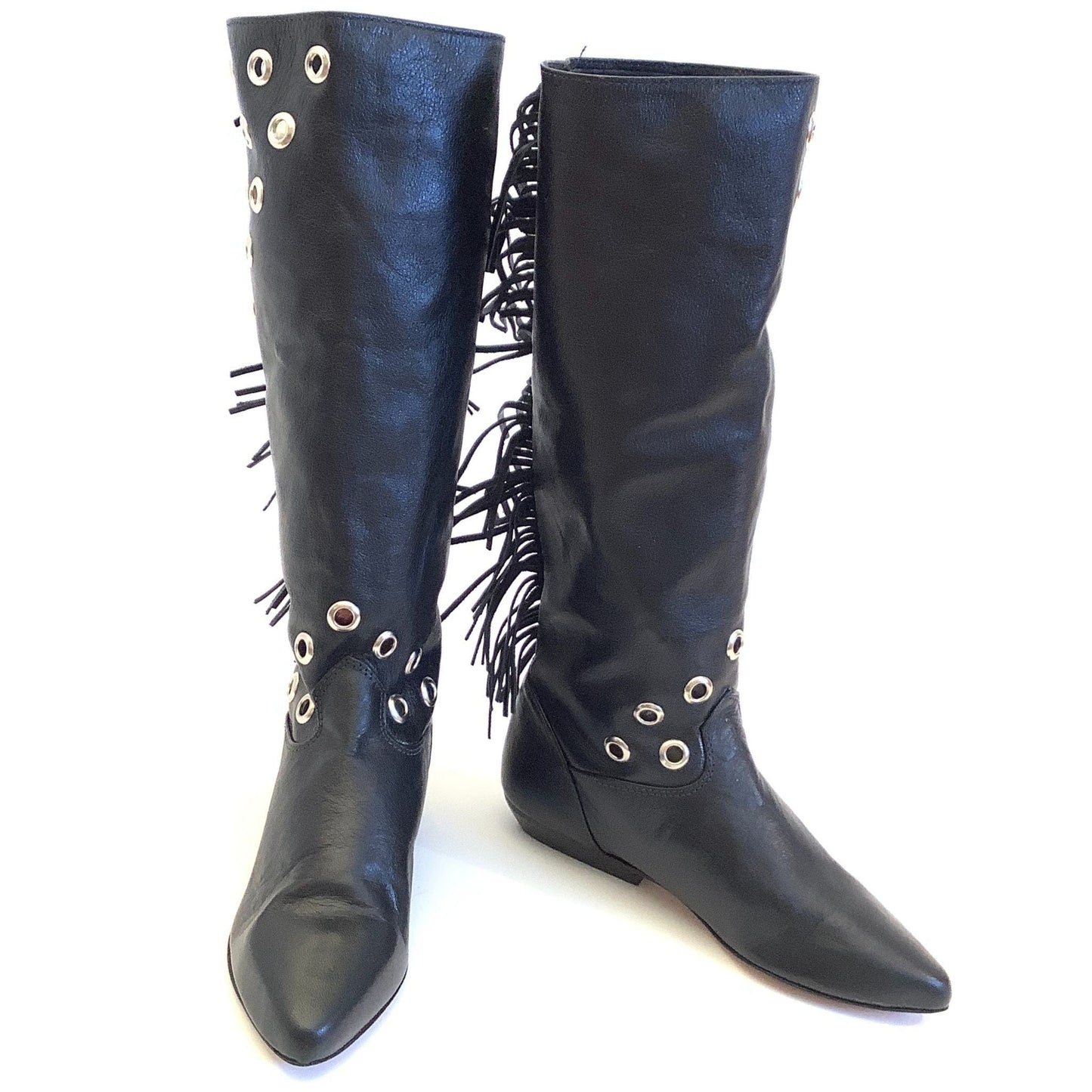 Zodiac Fringed Boots 6.5 / Black / Vintage 1990s