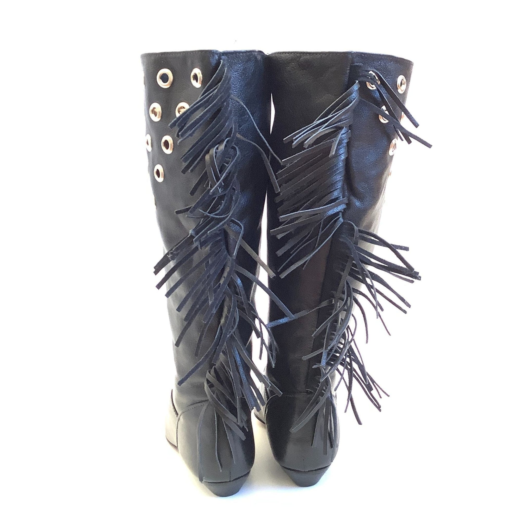 Zodiac Fringed Boots 6.5 / Black / Vintage 1990s