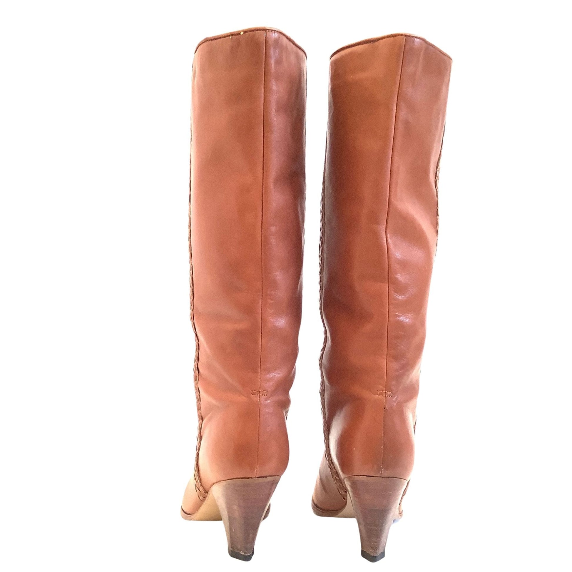 Zodiac Tall Western Boots 7.5 / Tan / Vintage 1980s