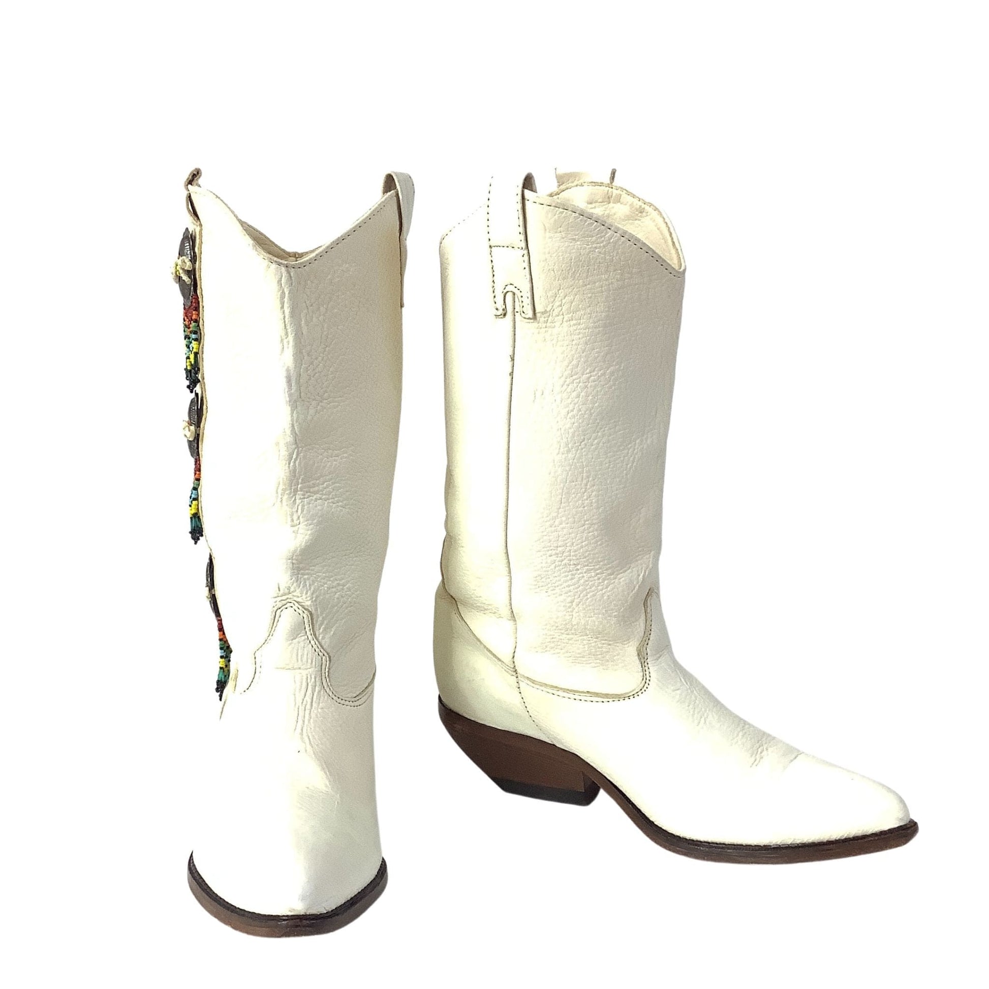 Zodiac White Cowboy Boots 7 / White / Vintage 1980s