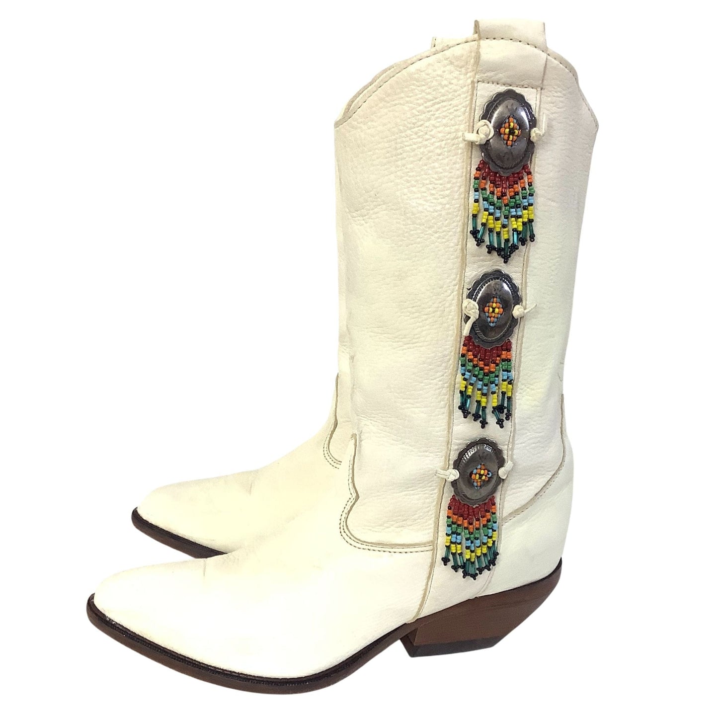 Zodiac White Cowboy Boots 7 / White / Vintage 1980s