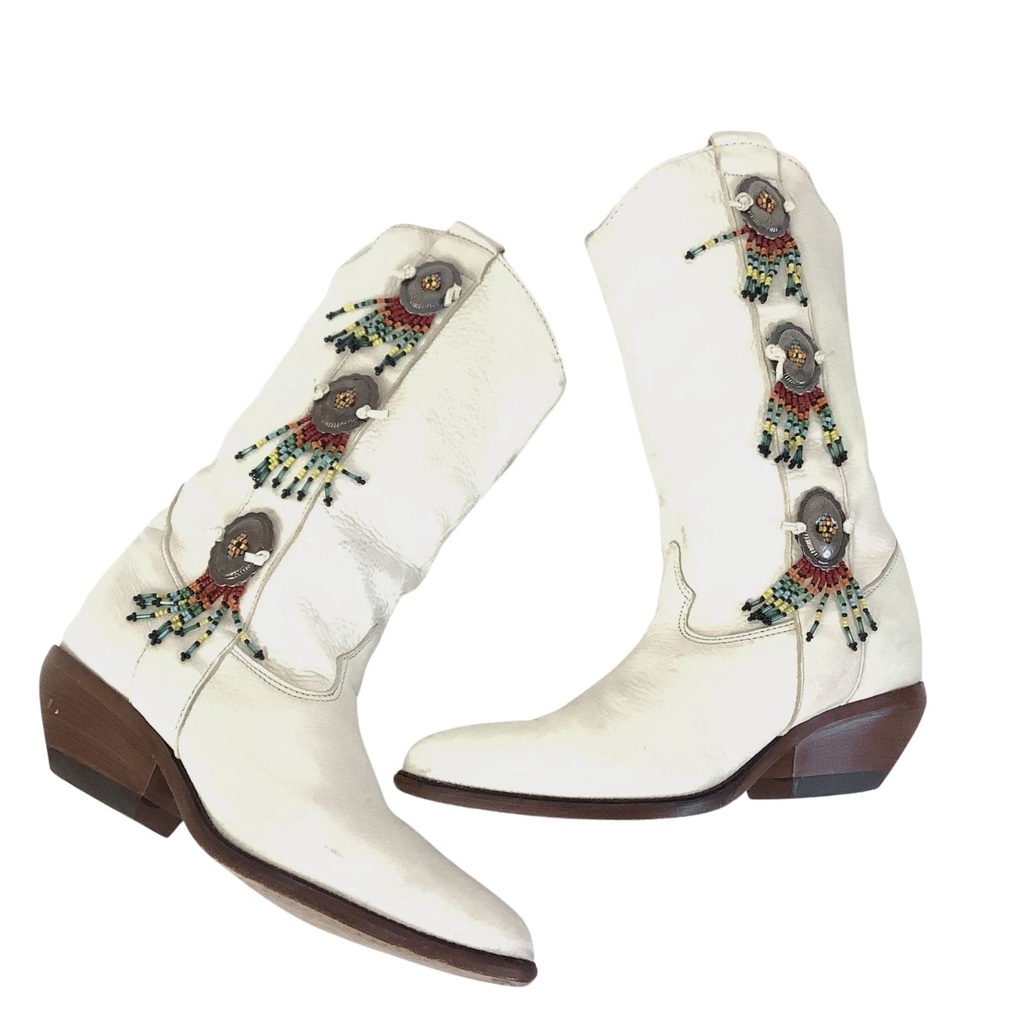 Zodiac White Cowboy Boots 7 / White / Vintage 1980s