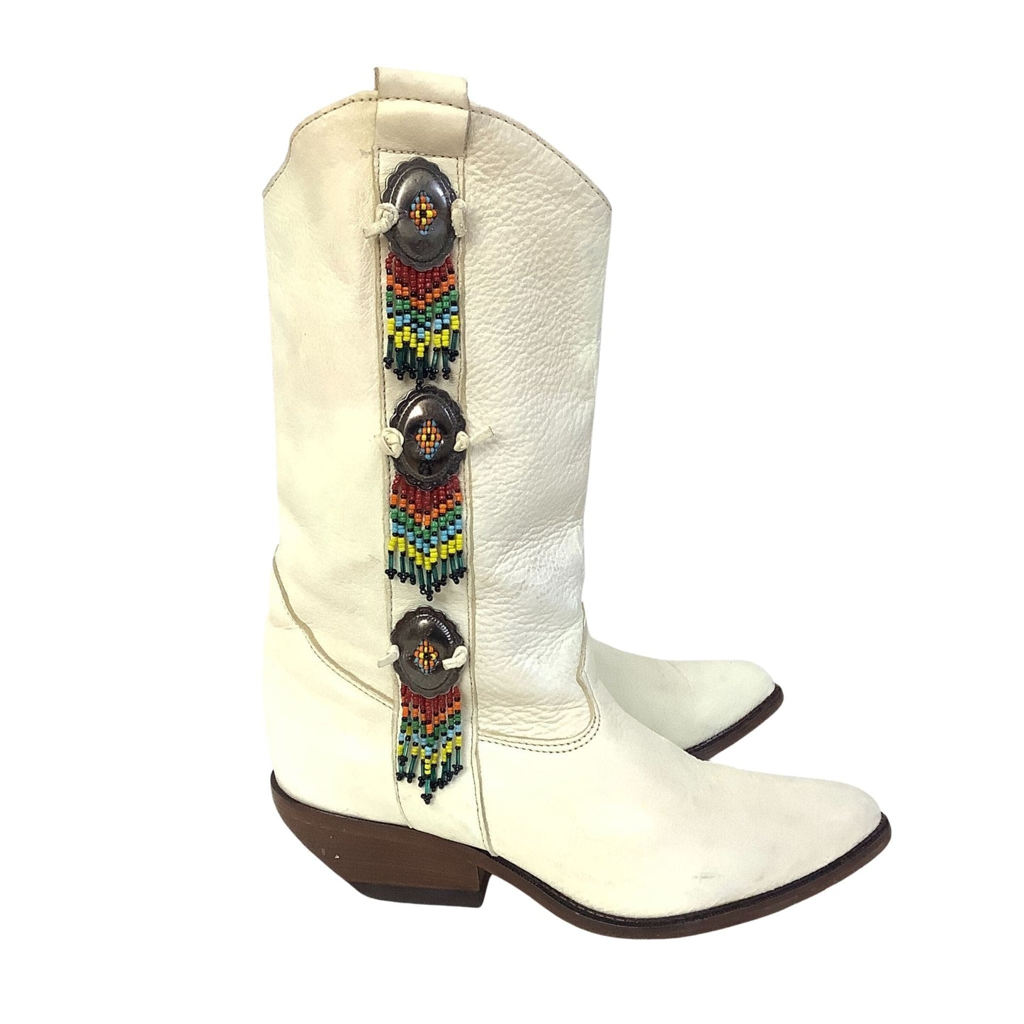 Zodiac White Cowboy Boots 7 / White / Vintage 1980s