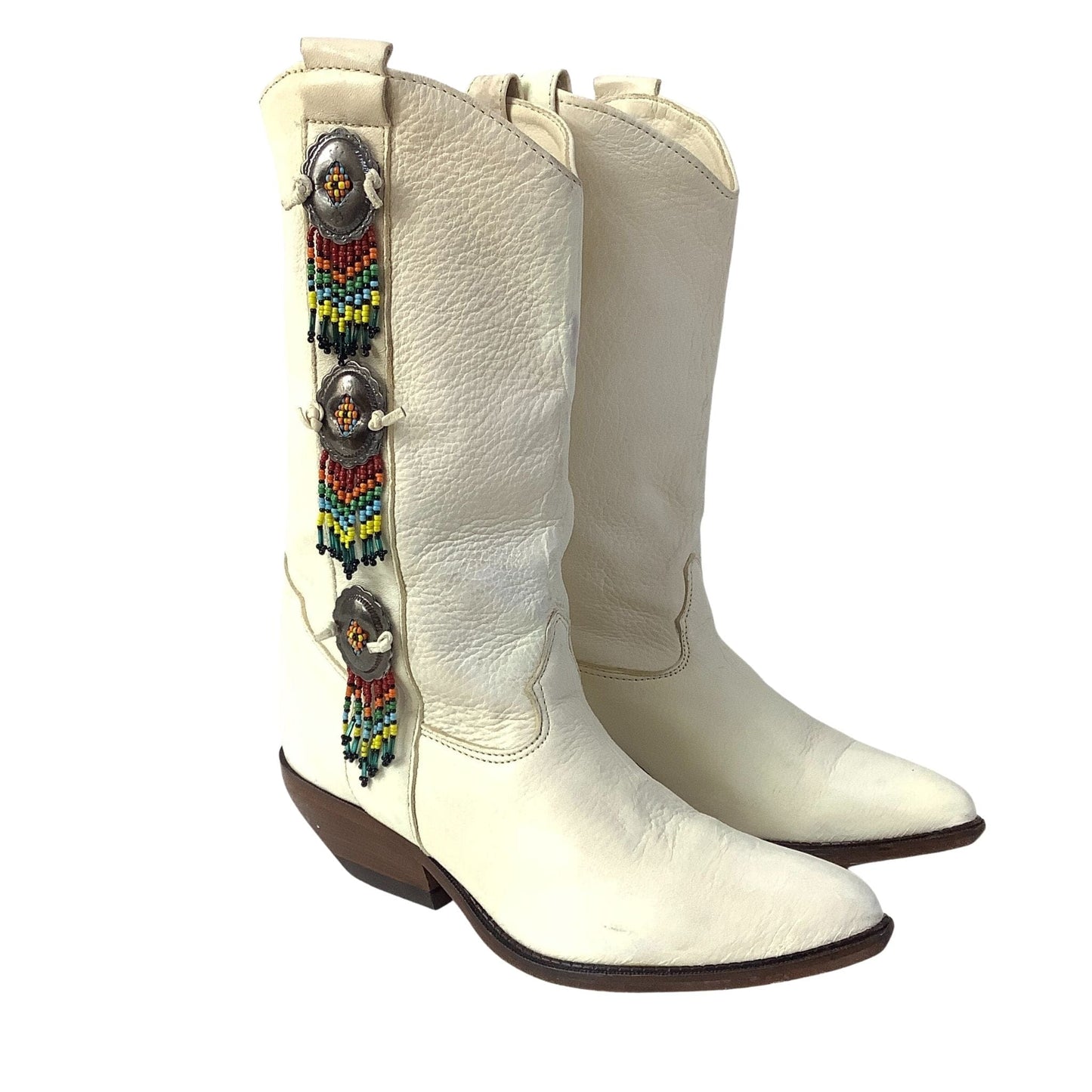 Zodiac White Cowboy Boots 7 / White / Vintage 1980s