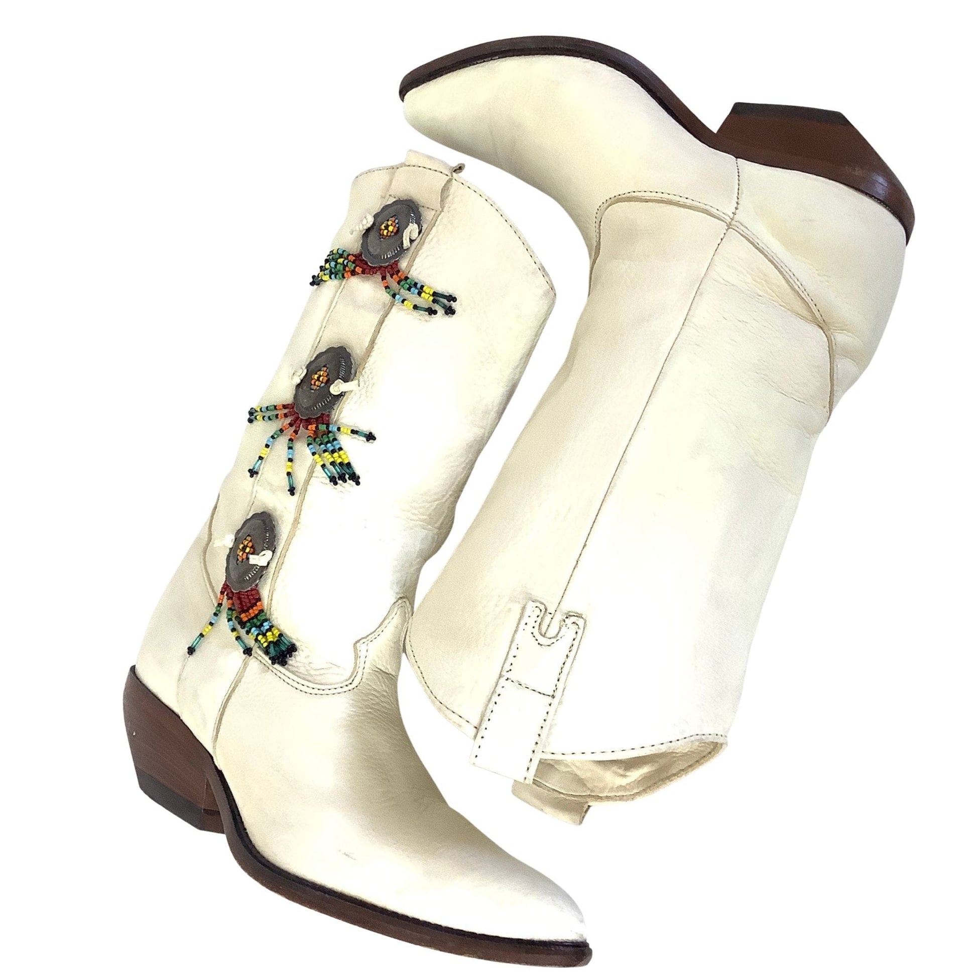 Zodiac White Cowboy Boots 7 / White / Vintage 1980s