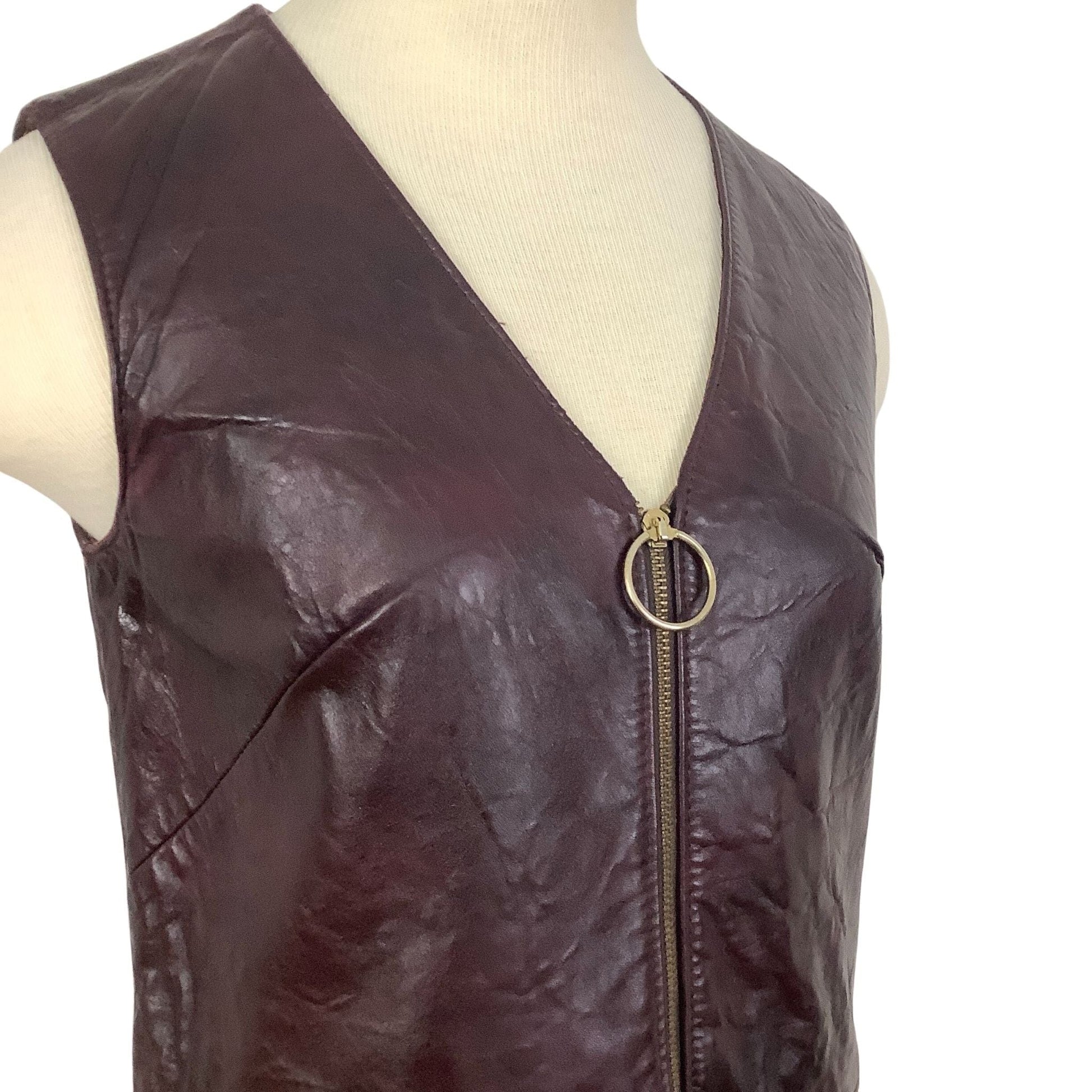 1960s Leather Mini Dress Small / Leather / Mod