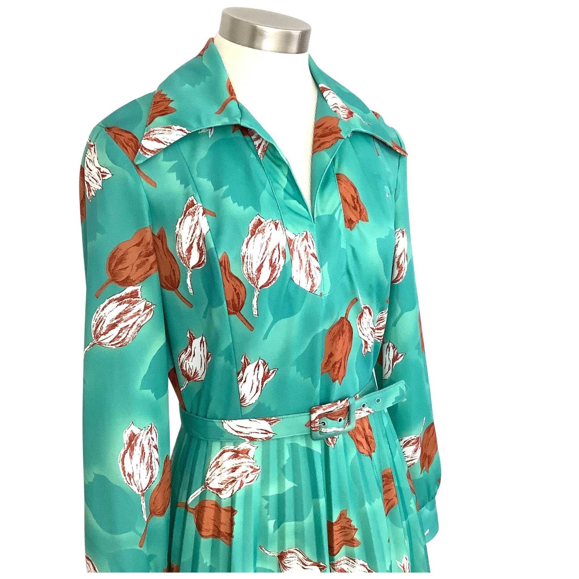 1970s Funky Teal Dress Medium / Teal / Classic