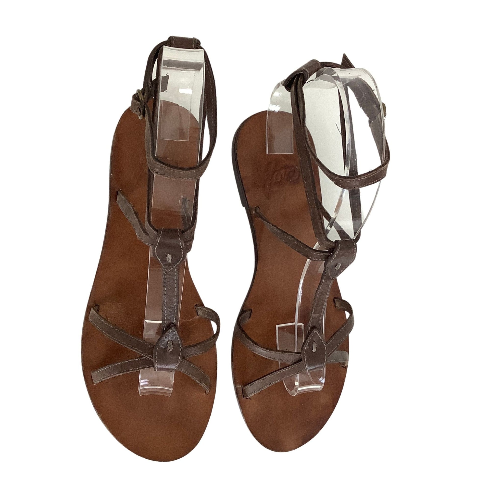 1970s Gladiator Flat Sandals 7 / Brown / Boho