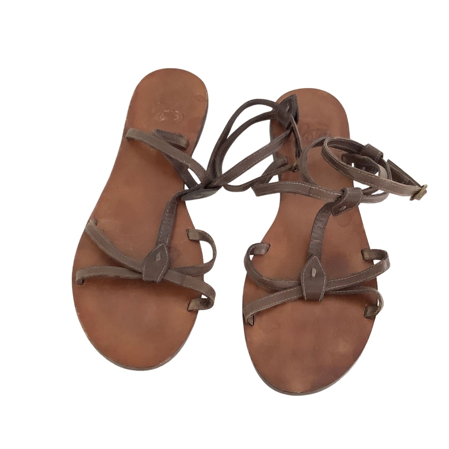 1970s Gladiator Flat Sandals 7 / Brown / Boho