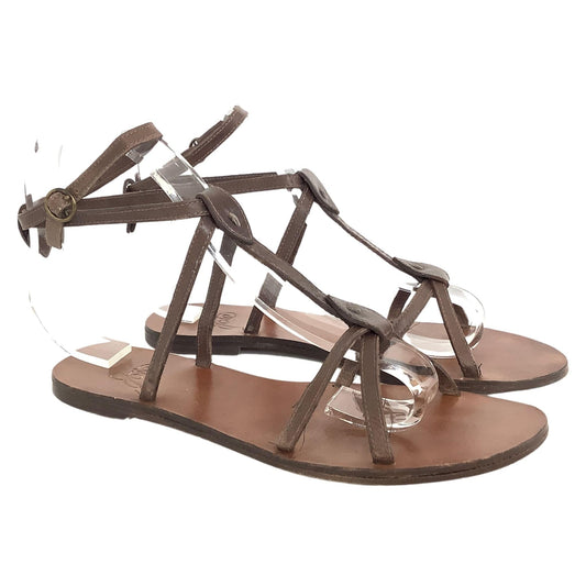 1970s Gladiator Flat Sandals 7 / Brown / Boho