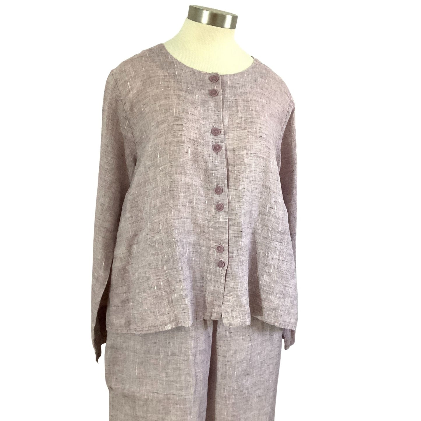 1980s Vintage Flax Outfit Small / Lilac / Lagenlook