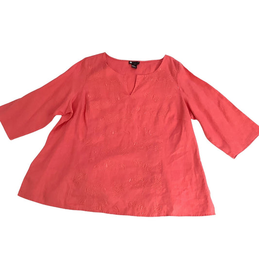 Linen Top 3X Extra Large / Coral / Tunic