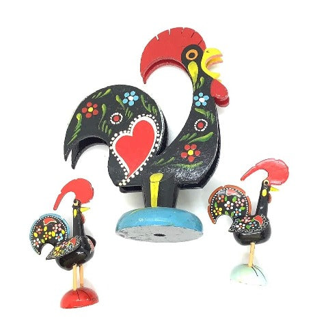 Wooden Rooster Figurines